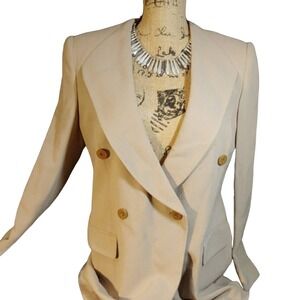 Giorgio Armani Le Collezoni Vintage Ladies Double Breasted Blazer Tan Sz16(50)